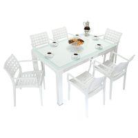 Mandella Wood 90x150 Cafe Koltuk Camlı Masa Takımı BEYAZ