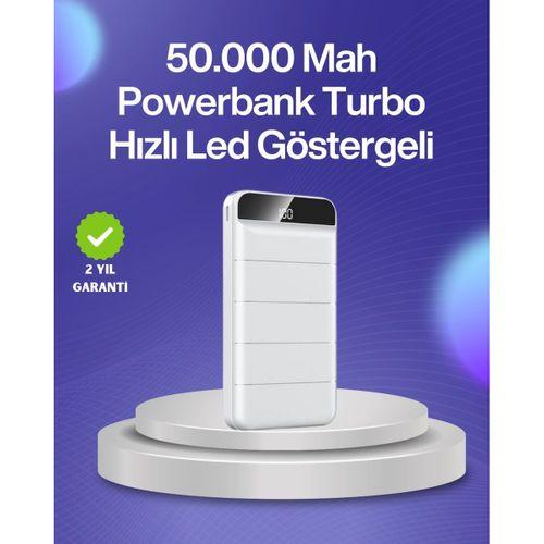 4 Cihazı Aynı Anda Şarj Edebilen Güçlü Powerbank 50000 Mah