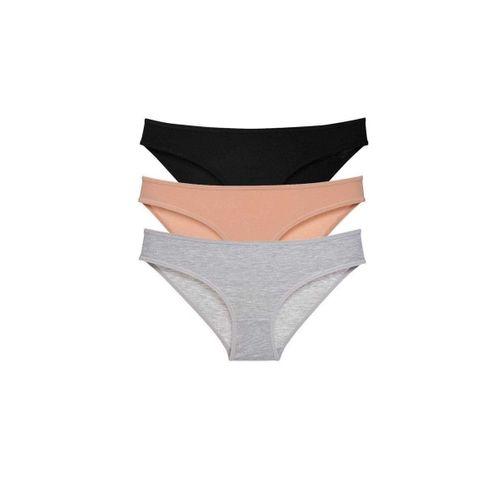 3 Adet Süper Eko Set Likralı Kadın Slip Külot Siyah Ten Gri