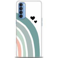 Oppo Reno 4 Pro Kılıf HD Baskılı Kılıf - Gökkuşağı ve Kalpler + Tam Ekran Koruyucu