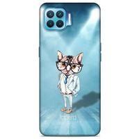 Oppo Reno 4 Lite Kılıf FunnyMaX (40) Fit Silikon Kılıf Açık Mavi Kedi