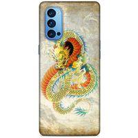 Oppo Reno 4 Pro Kılıf Dragons (21) Koruyucu Kapak Ejderha Dövme Sarı