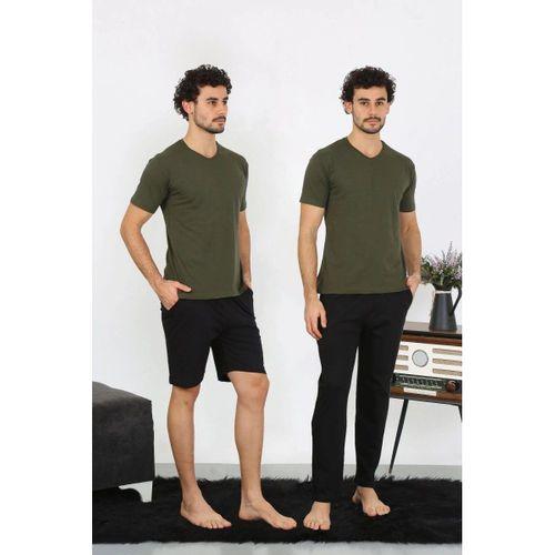 Erkek Penye Haki 3'lü Pijama Takımı