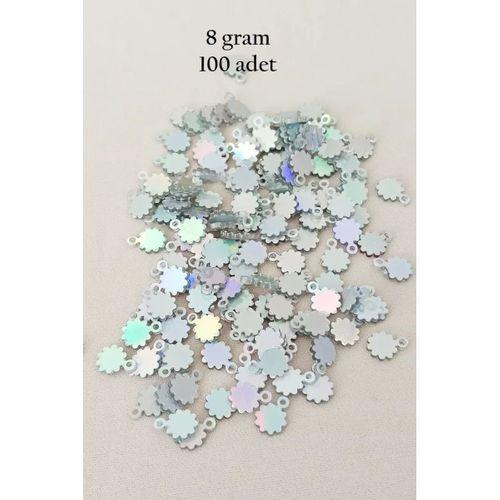 Oya Abiye Bileklik Kolye Pleksi Metalik Plastik Pul Gümüş Renk 8 gram 100 adet - BNC518