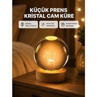 8 Cm Küçük Prens Cam Küre Usb Işıklı Ahşap Tabanlı Dekor