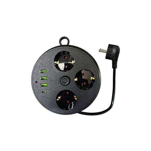 Güvenli Çoklu Priz 3 Priz 3 Usb 1 Type C Termal Koruma Uzun Kablo