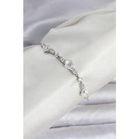 Baget Zirkon Taşlı Çiçek Model Gümüş Renk Asansörlü Kadın Bileklik