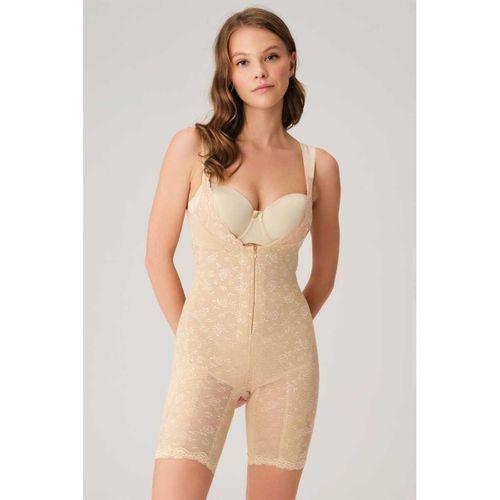 Kadın Toparlayıcı Vücut İnceltici Dikişli Fermuarlı Uzun Paca Altı Açık Sıkı Badi Korse