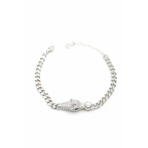 Zirkon Taşlı Leopar Bileklik - Gümüş