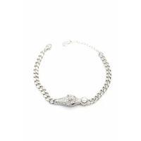 Zirkon Taşlı Leopar Bileklik - Gümüş