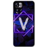 Xiaomi Redmi Note 11 Pro Plus 5G Kılıf HD Desen Baskılı Arka Kapak+Temperli Cam - Yaprak V Harfi