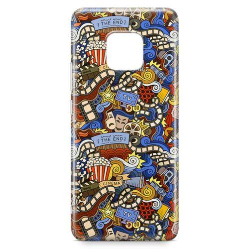Huawei Mate 20 Pro Kılıf Doodle Sinemasever Arka Kapak Koruma Desenli Full Koruyucu