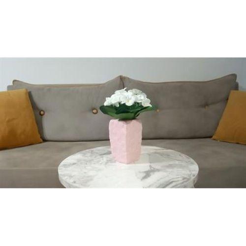 2 Adet Vazo Dahil,Vazoda Çiçek,Beyaz Yapay Çiçek,Vazo Dekoratif Çiçekli Pembe 7X7X17Cm