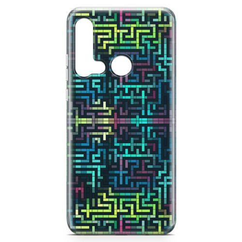 Huawei Nova 5i Kılıf Labirent Colorful Arka Kapak Koruma Desenli Full Koruyucu