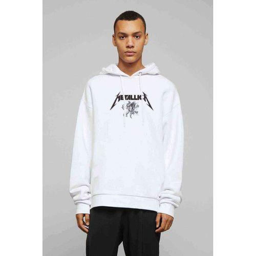 Metallica Baskılı Beyaz Erkek Kapşonlu Sweatshirt