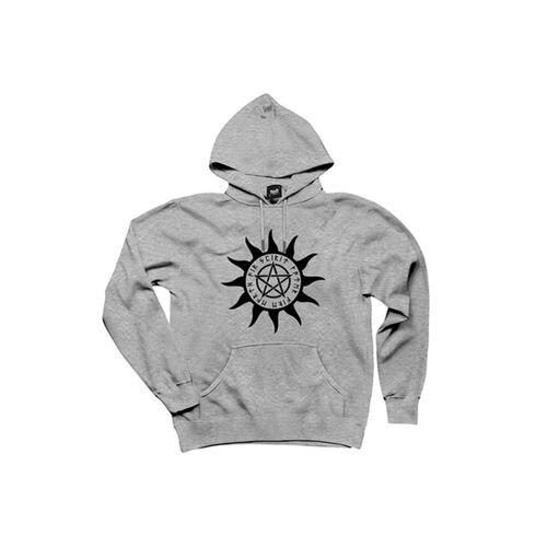 Pentagram Sun Star Gri Kapşonlu Sweatshirt Hoodie