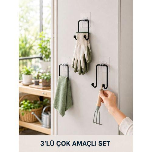 3 Adet Yapışkanlı Askılık Çok Amaçlı Ev Düzenleme Askı Seti