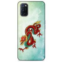 Oppo A92 Kılıf Dragons (25) Antişok Kapak Tatoo Sarı Kırmızı Ejderha