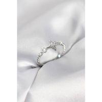 Minimal Kutup Yıldızı Model Zirkon Taşlı Gümüş Renk Kadın Yüzük