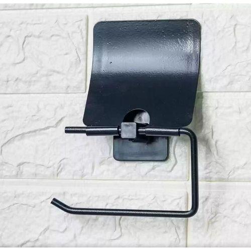 Zhltools Kendiliğinden Yapışkanlı Siyah Paslanmaz Metal Kapaklı Tuvalet Kağıtlığı Aparatı