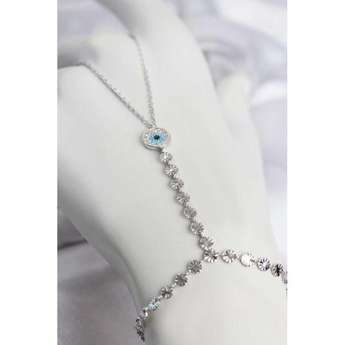 Gümüş Renk Pirinç Zirkon Taşlı Nazar Model Şahmeran