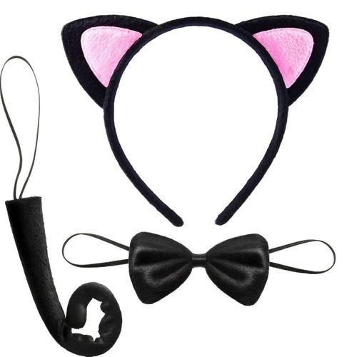 Pembe Kedi Kulak Taç Kuyruk Papyon Seti 3'lü Çocuk Boy