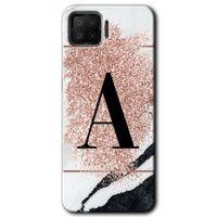 Oppo A73 Kılıf HD Desen Baskılı Arka Kapak - Pembe Mermer Desenli A Harfi + Kırılmaz Cam