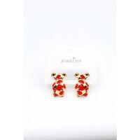 Mineli Ayıcık Küpe - Kırmızı