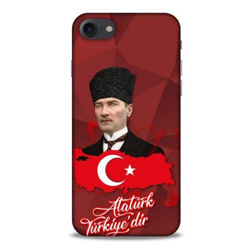 Apple Iphone 7 Kılıf Atatürk (43) Thin Fit Kılıf Kırmızı Mozaik
