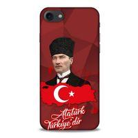 Apple Iphone 7 Kılıf Atatürk (43) Thin Fit Kılıf Kırmızı Mozaik