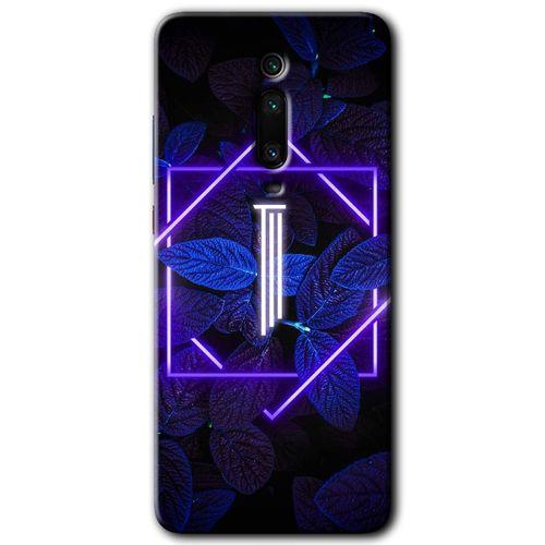 Xiaomi Mi 9T Kılıf HD Desen Baskılı Arka Kapak - Dark Neon Yaprak I Harfi + Kırılmaz Cam