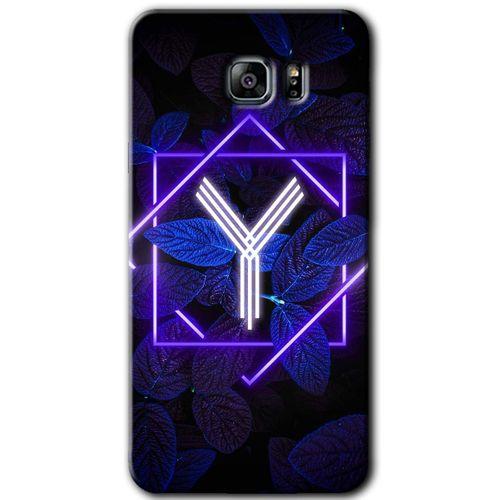 Galaxy Note 5 Kılıf HD Desen Baskılı Arka Kapak - Dark Neon Yaprak Y Harfi