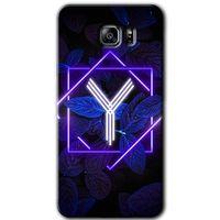 Galaxy Note 5 Kılıf HD Desen Baskılı Arka Kapak - Dark Neon Yaprak Y Harfi