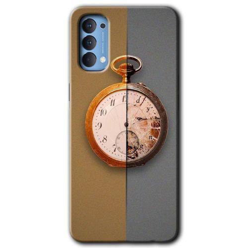 MRCİLETİSİM Oppo Reno 4 Kılıf HD Desen Baskılı Arka Kapak + Temperli Cam - Clocks Artwork