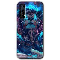 Realme 7 Kılıf Baskılı Kapak - Neon Aslan + 5D Tam Kaplayan Cam