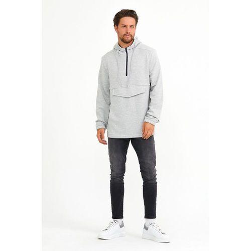 Erkek Kapşonlu Regular Fit Yarım Ferm.Kargo Cepli İnce Sweatshirt SPR22SW171