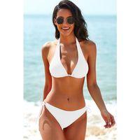 Kadın Beyaz Belden, Boyundan Bağlamalı Ve Ayarlanabilir Külotlu Üçgen Bikini Mayo Takımı
