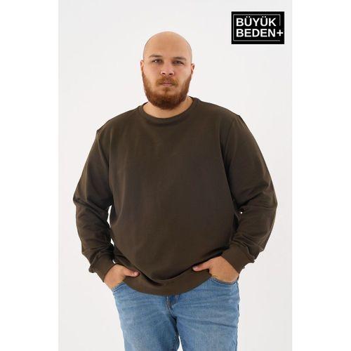 Erkek Büyük Beden Bisiklet Yaka ince Sweatshirt SPR24BSW56