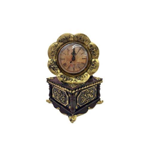 Saatli Retro Dekoratif Gramafon Gold