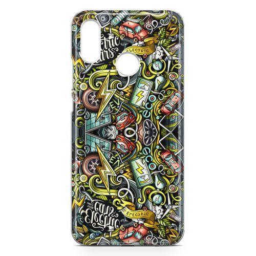 Huawei P20 Lite Kılıf Elektrikli Araba Doodle Arka Kapak Koruma Desenli Full Koruyucu