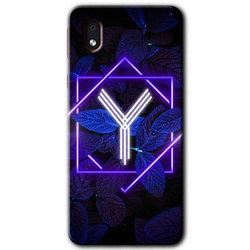 Samsung Galaxy A01 Core Kılıf Baskılı Kapak - Dark Neon Yaprak Y Harfi +Tam Kaplayan Mat Seramik