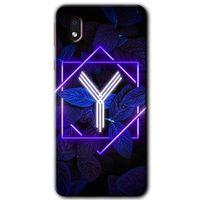 Samsung Galaxy A01 Core Kılıf Baskılı Kapak - Dark Neon Yaprak Y Harfi +Tam Kaplayan Mat Seramik