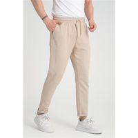 Premium Oxford Örme Regular Fit Duble Paça Erkek Pantolon- Bej