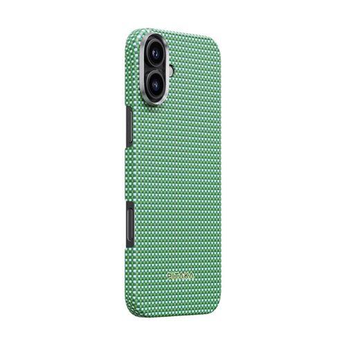 Apple iPhone 16 Plus Kılıf M-safe Şarj Özellikli Aramid Fiber Pitaka Ultra-Slim Classic Serisi Forest Green Kapak