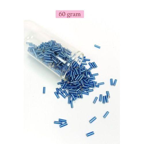 Uzun Boru Kesme Boncuk Çap 2mm Uzunluk 10 mm - 60 Gram - Mavi - BNC281