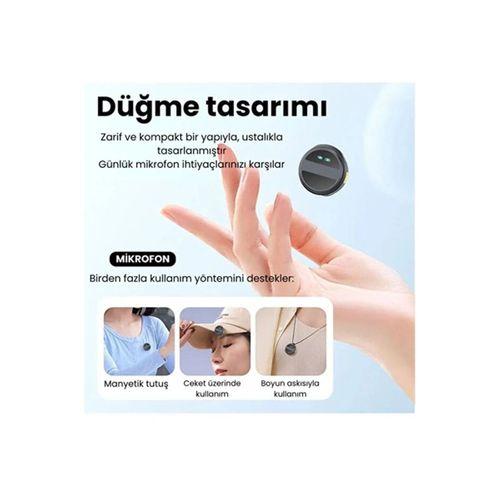 2 Adet Profesyonel Kablosuz Yaka Mikrofonu Typce Uyumlu Manyetik Klipsli