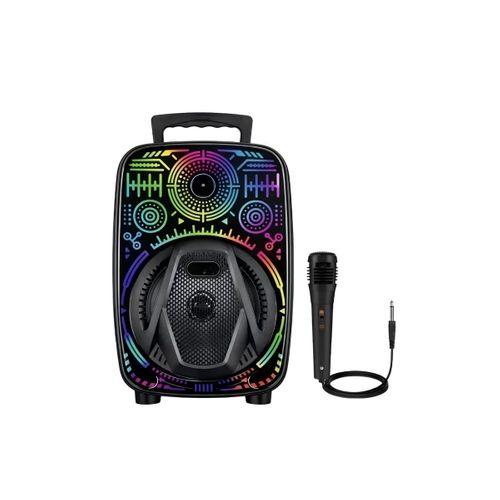 8 İnç Karaoke Hoparlör Usb Aux Fm Destekli Işıklı Speaker