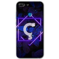 Potkal Hediye Fabrikası Honor 9 Lite Kılıf HD Desen Baskılı Arka Kapak - Dark Neon Yaprak Ç Harfi