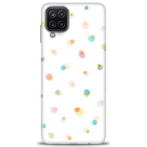 Samsung Galaxy M12 Kılıf HD Baskılı Kılıf - Rengarenk Puantiye + Tam Ekran Koruyucu