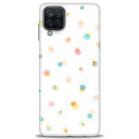 Samsung Galaxy M12 Kılıf HD Baskılı Kılıf - Rengarenk Puantiye + Tam Ekran Koruyucu
